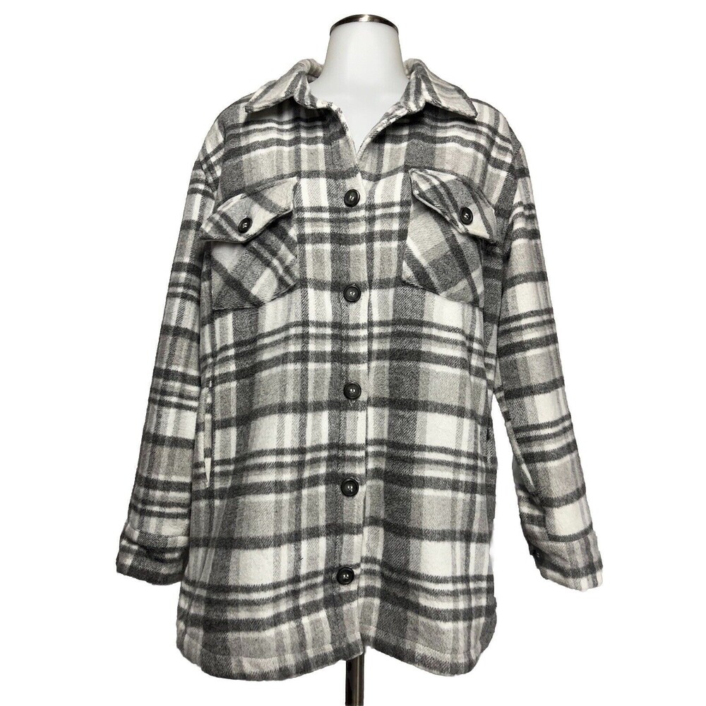 Thread & Supply | Gray Plaid Shirt Jacket | Size Small